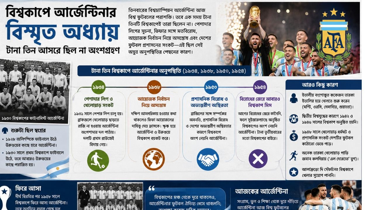 বিশ্বকাপে আর্জেন্টিনার বিস্মৃত অধ্যায়: টানা তিন আসরে ছিল না অংশগ্রহণ