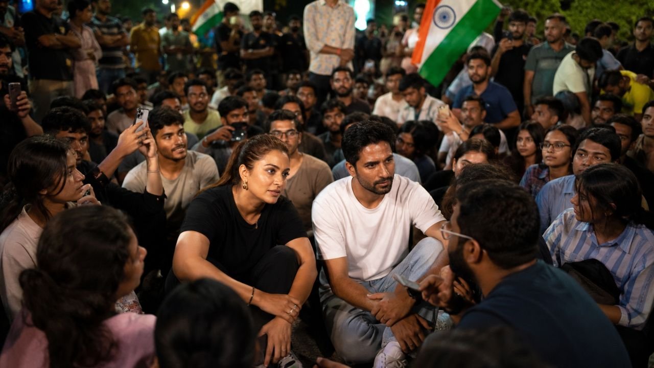 দিল্লির শিক্ষার্থী আন্দোলনে সংহতি জানাতে তারকাদের ঢল, যন্তর মন্তরে হুমা-সাকিব