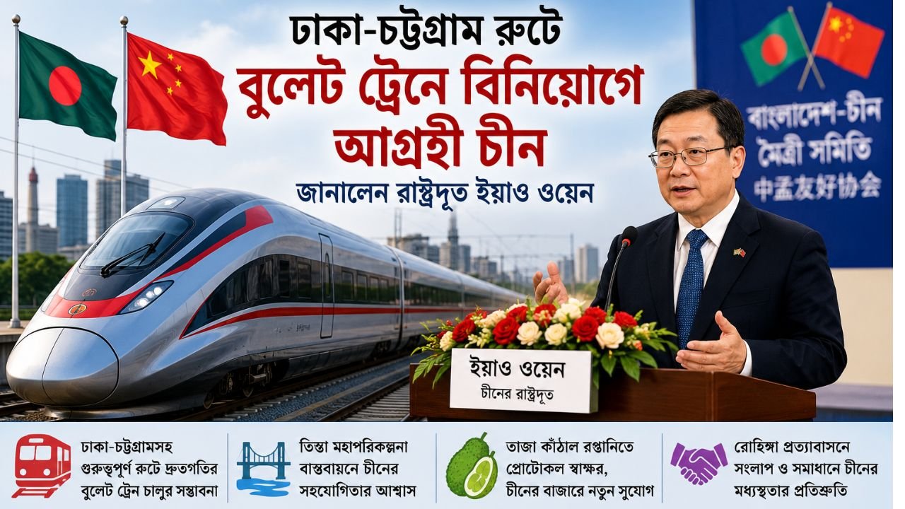ঢাকা-চট্টগ্রাম রুটে বুলেট ট্রেন প্রকল্পে আগ্রহী চীন: রাষ্ট্রদূত ইয়াও ওয়েন
