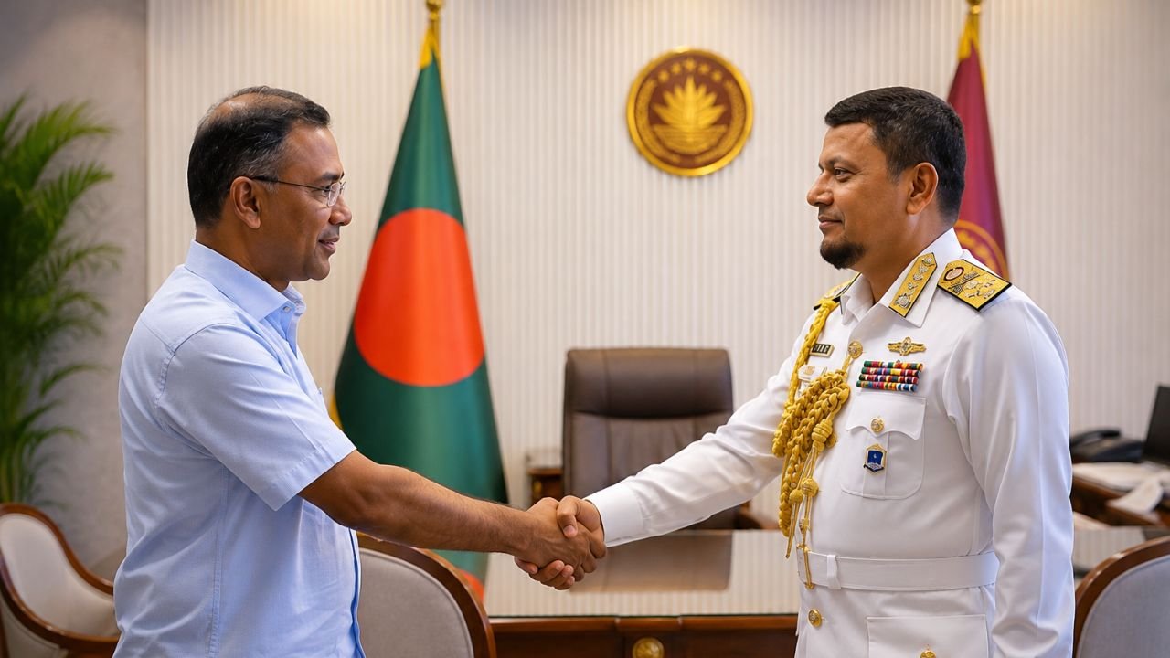 প্রধানমন্ত্রীর সঙ্গে বিদায়ি নৌবাহিনী প্রধানের সৌজন্য সাক্ষাৎ